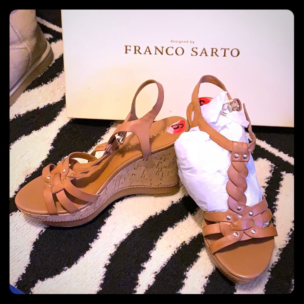Franco sarto almond color wedges, size 6